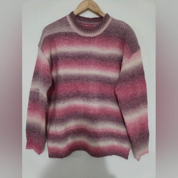 No Label Sweaters - Striped Pink and Purple Women's Sweater
